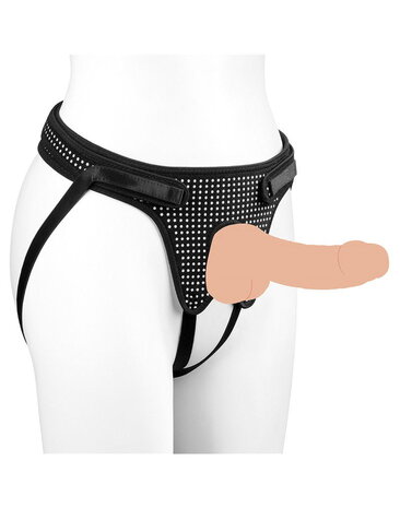 LoveToy Harnais à sangle facile (sans gode) - Noir et blanc