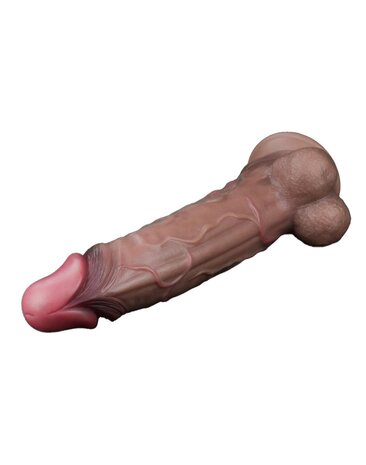LoveToy Gode double couche en silicone 29,5 cm (Ø 5,5 cm) - Marron