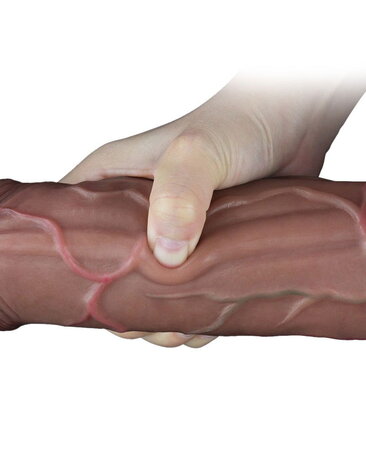 LoveToy LoveToy - Gode double couche en silicone 29,5 cm (Ø 5,5 cm) - Marron