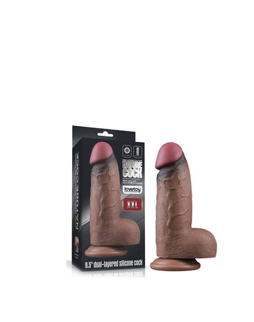 LoveToy LoveToy - Gode double couche en silicone XXL 24,6 cm (Ø 7 cm) - Marron