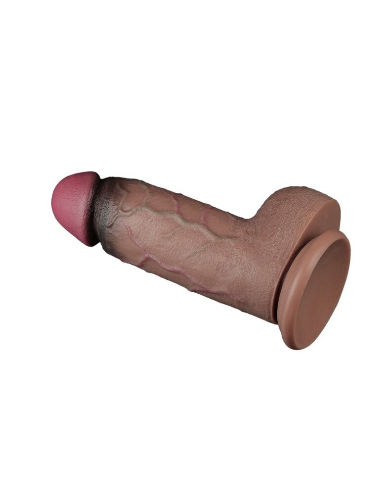 LoveToy LoveToy - Gode double couche en silicone XXL 24,6 cm (Ø 7 cm) - Marron