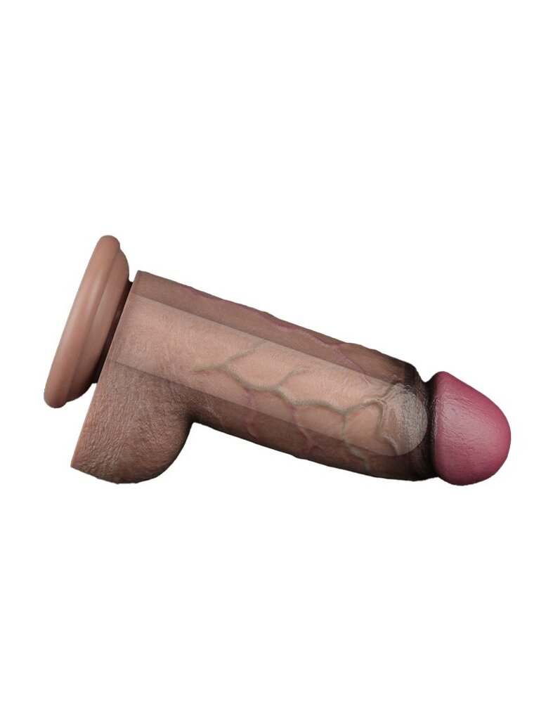 LoveToy LoveToy - Dual Layered Silicone Dildo XXL 24.6 cm (Ø 7 cm) - Brown
