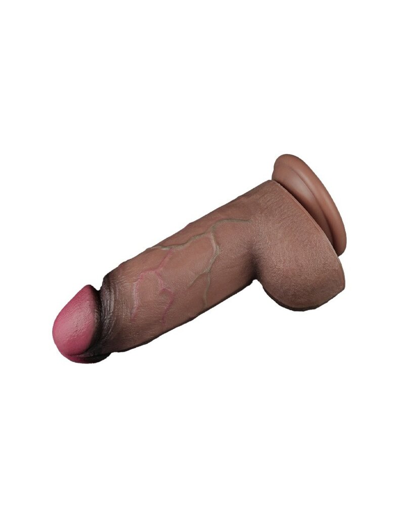LoveToy Gode double couche en silicone XXL 24,6 cm (Ø 7 cm) - Marron