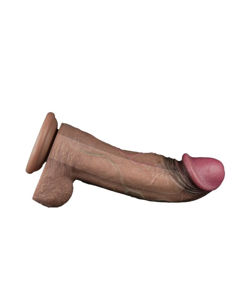 LoveToy Gode double couche en silicone XXL 28 cm (Ø7,4 cm) - Marron
