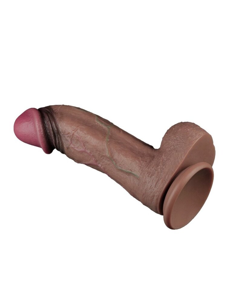 LoveToy LoveToy - Dual Layered Silicone Dildo XXL 28 cm (Ø7.4 cm) - Brown