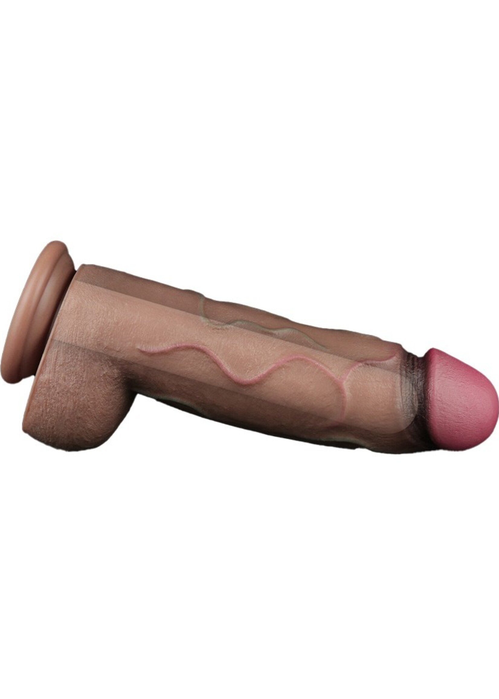 LoveToy Gode double couche en silicone XXL 31 cm (Ø7,6 cm) - Marron