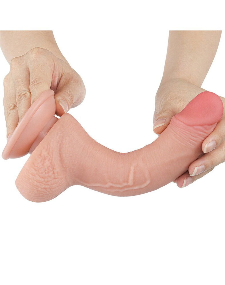 LoveToy Dildo met glijdende huid - Realistische dildo 19,5 cm Ø3,5 cm