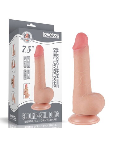 LoveToy Dildo met glijdende huid - Realistische dildo 19,5 cm Ø3,6 cm