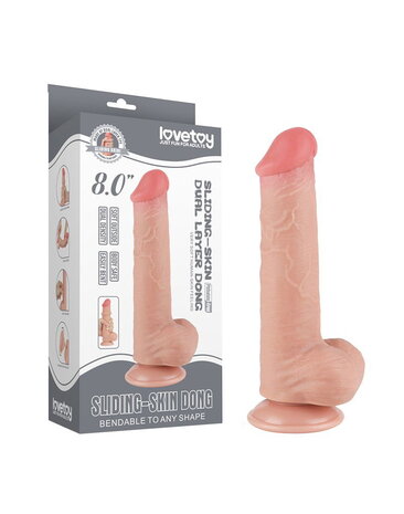 LoveToy Dildo met glijdende huid - Realistische dildo 20,8 cm Ø 4 cm