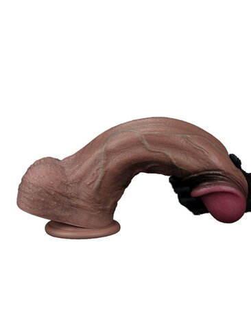 LoveToy Gode double couche en silicone XXL 33 cm (Ø5,5 cm) - Marron