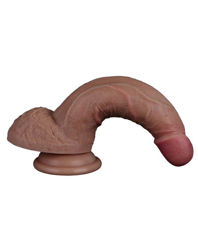 LoveToy LoveToy - Gode double couche en silicone 18,5 cm (Ø 3,7 cm) - Marron
