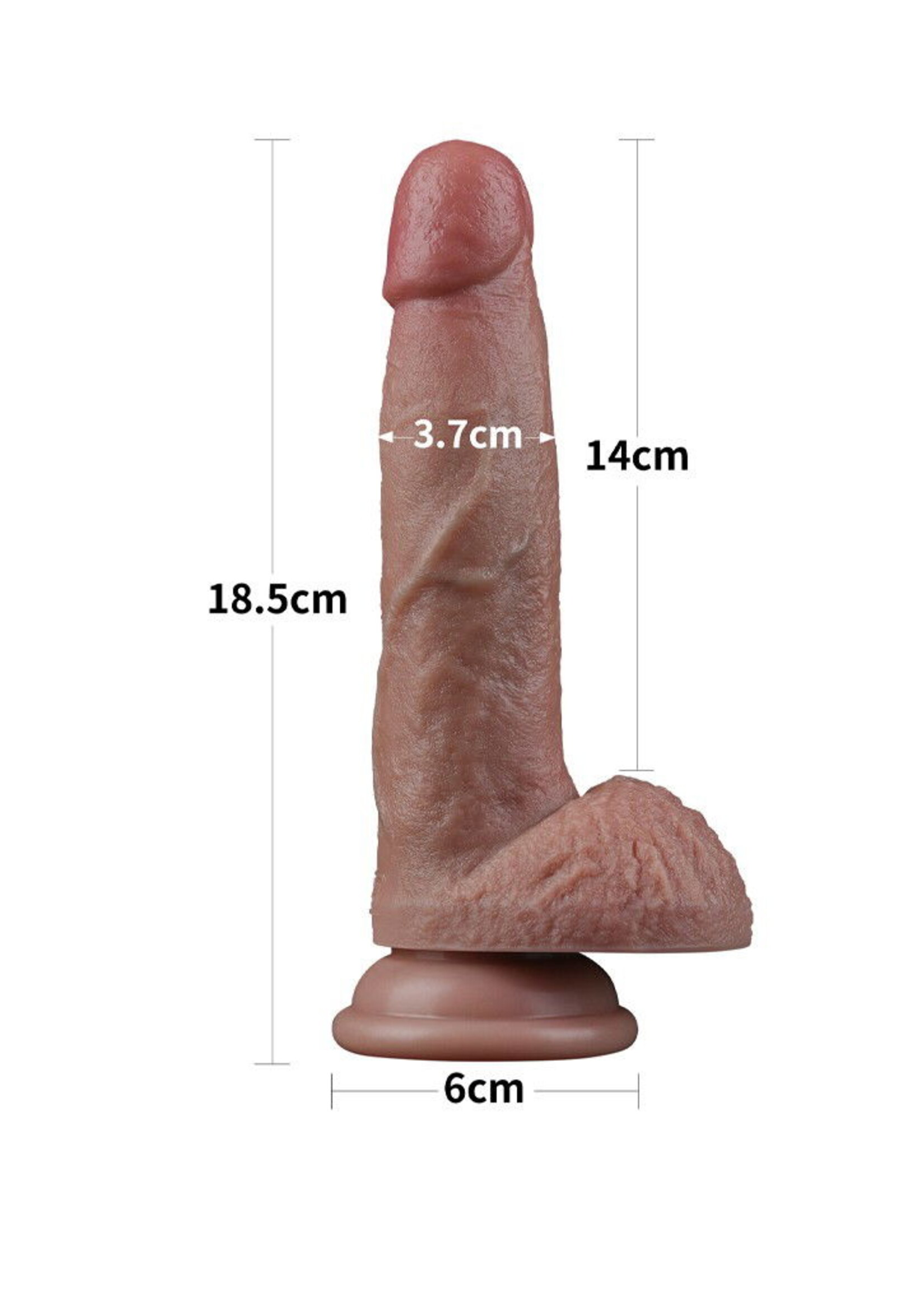 LoveToy Gode double couche en silicone 18,5 cm (Ø 3,7 cm) - Marron