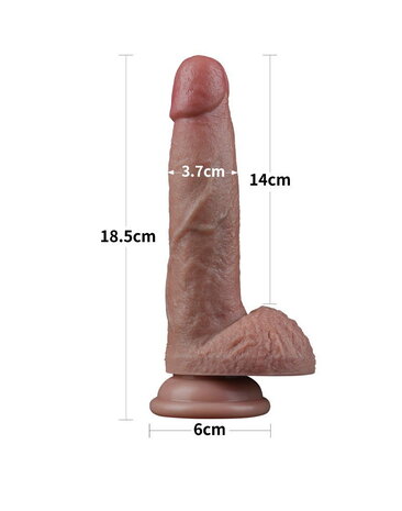LoveToy LoveToy - Dual Layered Silicone Dildo 18.5 cm (Ø 3.7 cm) - Brown