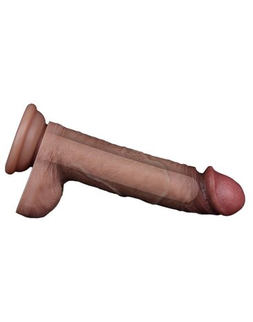 LoveToy LoveToy - Gode double couche en silicone 19,5 cm (Ø 3,7 cm) - Marron