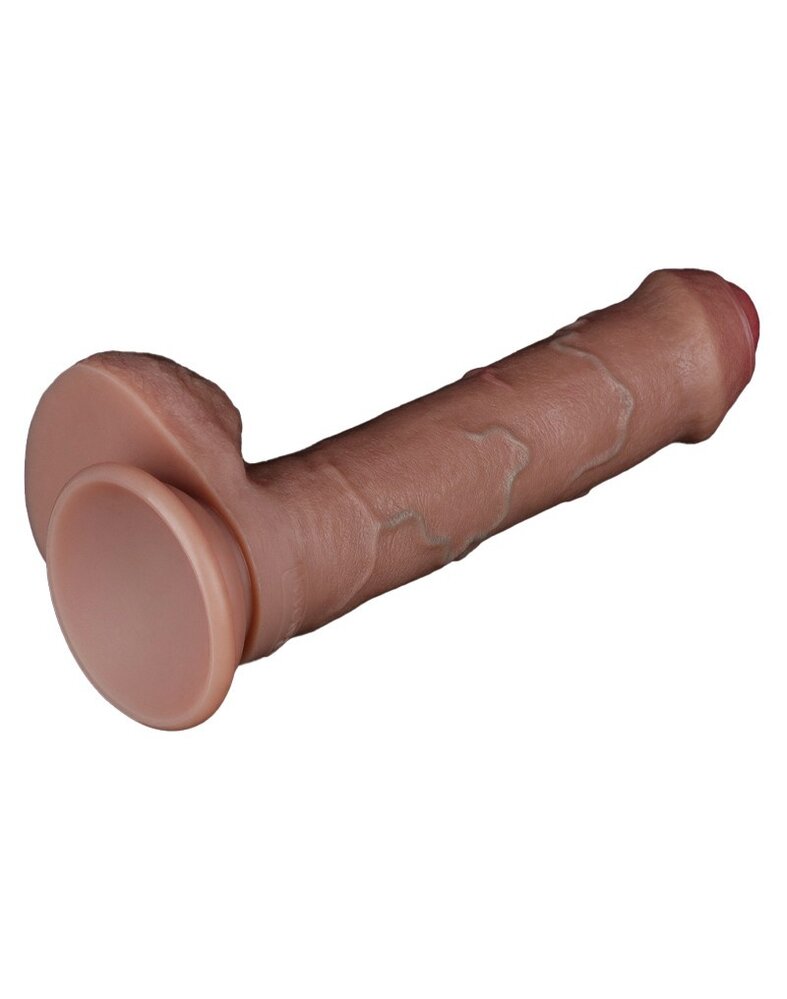 LoveToy Gode double couche en silicone 20,5 cm (Ø 4 cm) - Marron
