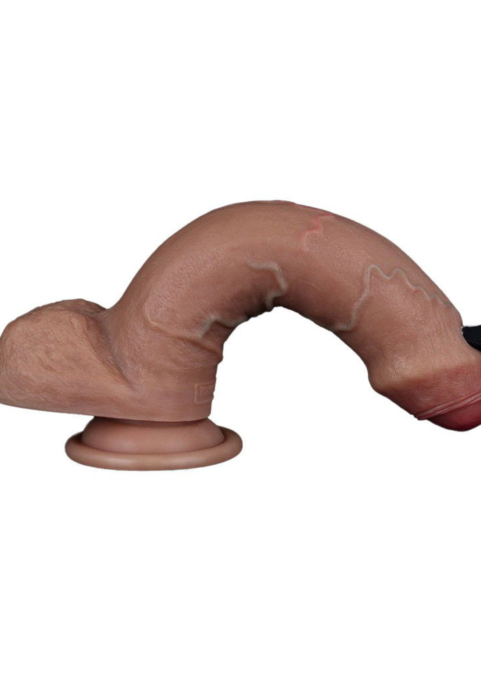LoveToy Gode double couche en silicone 20,5 cm (Ø 4 cm) - Marron