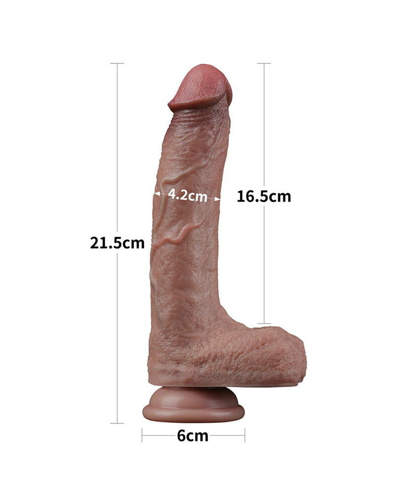 LoveToy LoveToy - Dual Layered Silicone Dildo 21.5 cm (Ø 4.2 cm) - Brown