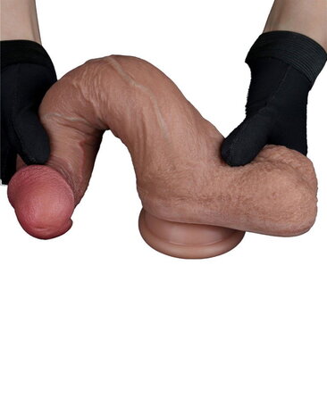 LoveToy LoveToy - Dual Layered Silicone Dildo 21.5 cm (Ø 4.2 cm) - Brown