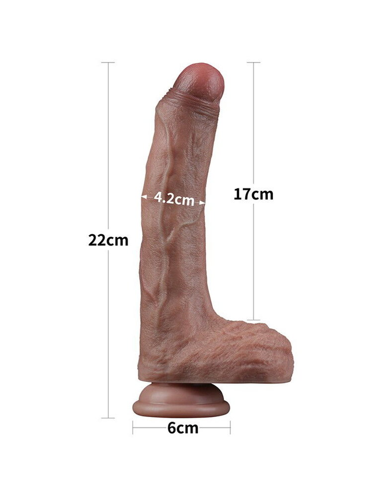 LoveToy LoveToy - Dual Layered Silicone Dildo 22 cm (Ø 4.2 cm) - Brown