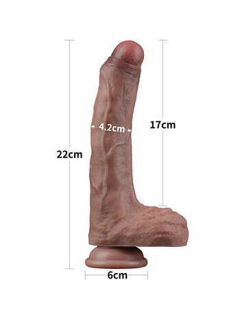 LoveToy LoveToy - Dual Layered Silicone Dildo 22 cm (Ø 4.2 cm) - Brown