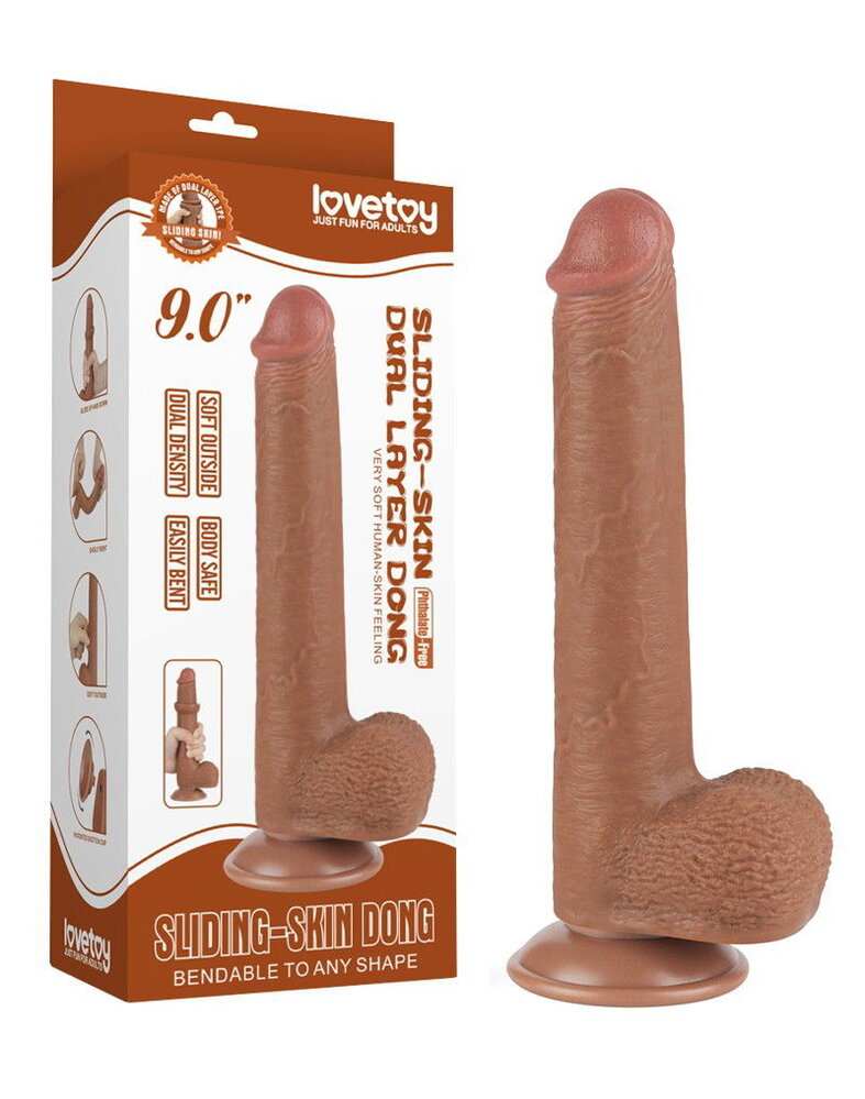 LoveToy Dildo met glijdende huid - Realistische dildo 22 cm Ø 3,7 cm