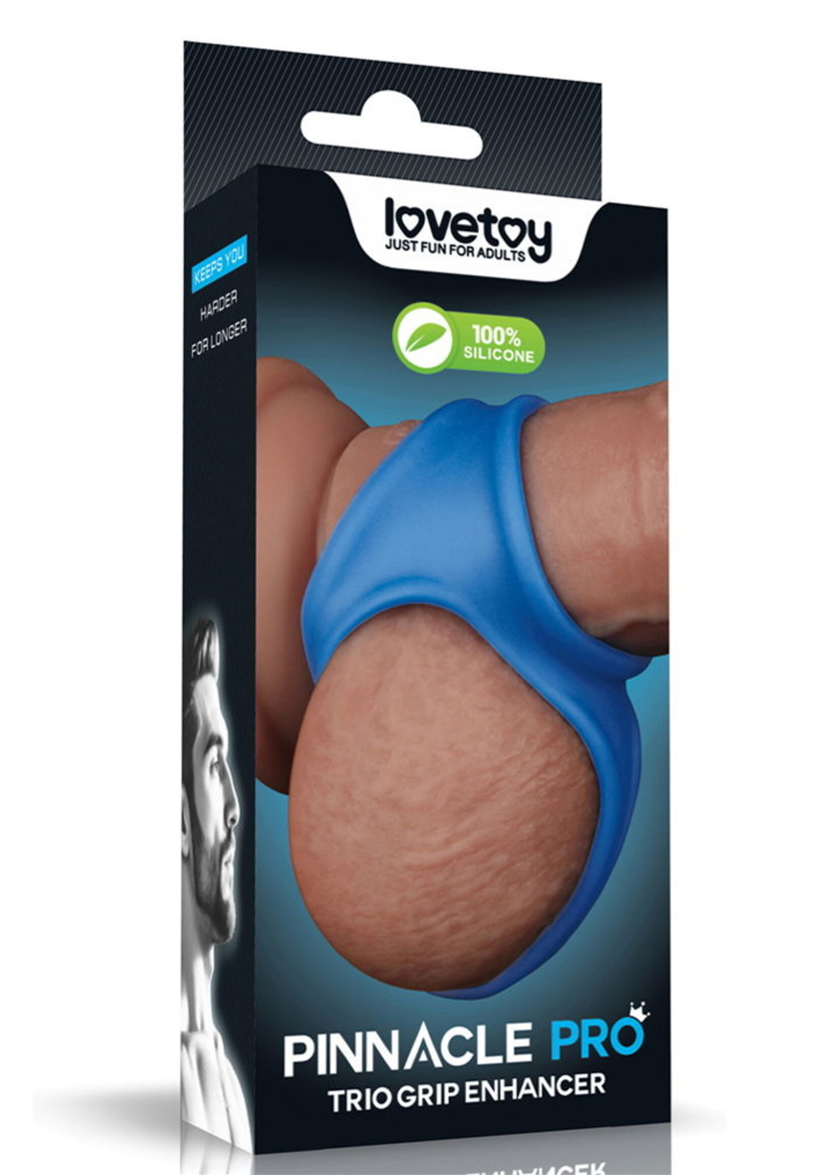 LoveToy Pinnacle Pro - Manchon rehausseur Trio Grip - Bleu