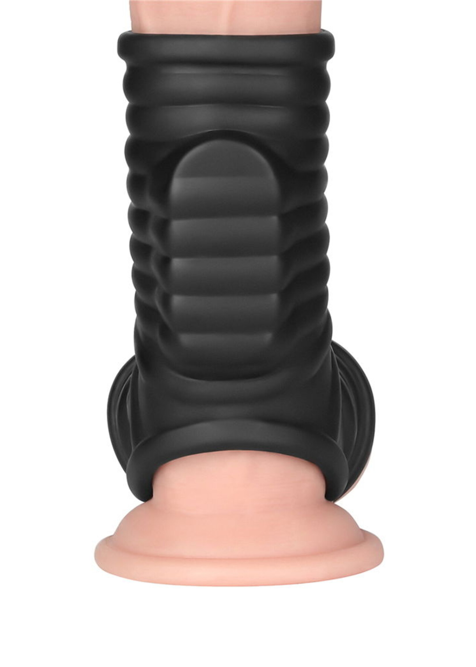 LoveToy Wave Knights Ring - Manchon vibrant pour pénis et scrotum (Ø 2,8 cm) - Noir