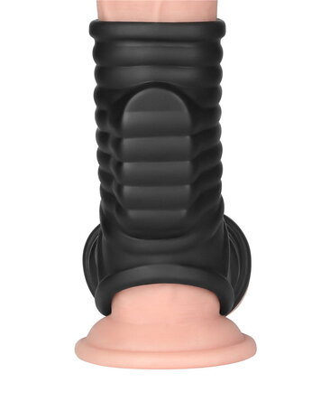 LoveToy LoveToy - Wave Knights Ring - Vibrating Penis And Scrotum Sleeve (Ø 2.8 cm) - Black