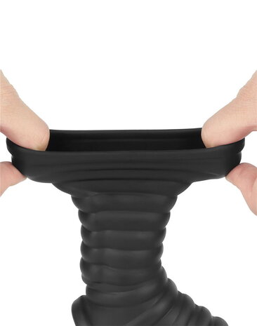 LoveToy LoveToy - Wave Knights Ring - Vibrating Penis And Scrotum Sleeve (Ø 2.8 cm) - Black