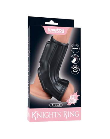 LoveToy LoveToy - Ridge Knights Ring - Vibrierende Penis- und Hodensackhülle (Ø 2,8 cm) - Schwarz