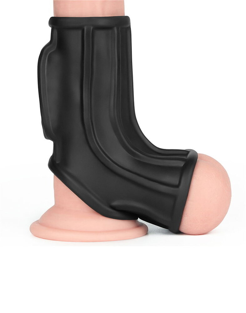 LoveToy LoveToy - Ridge Knights Ring - Vibrating Penis And Scrotum Sleeve (Ø 2.8 cm) - Black LoveToy LoveToy - Ridge Knights Ring - Vibrating Penis And Scrotum Sleeve (Ø 2.8 cm) - Black