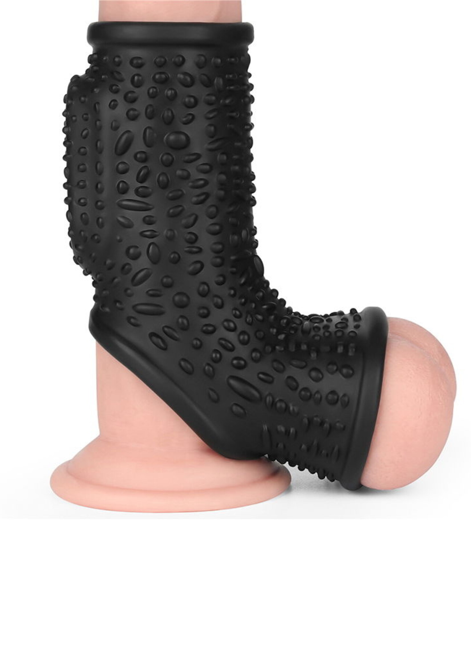 LoveToy Drip Knights Ring - Manchon vibrant pour pénis et scrotum (Ø 2,8 cm) - Noir
