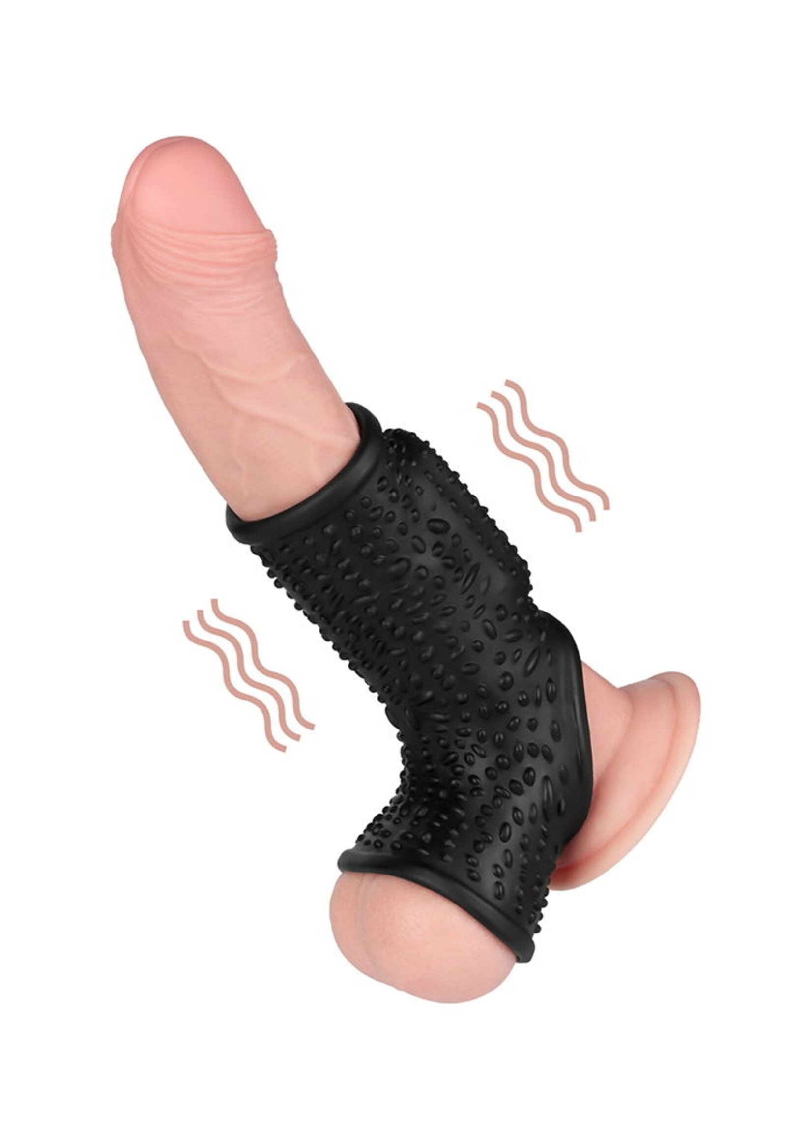 LoveToy Drip Knights Ring - Manchon vibrant pour pénis et scrotum (Ø 2,8 cm) - Noir