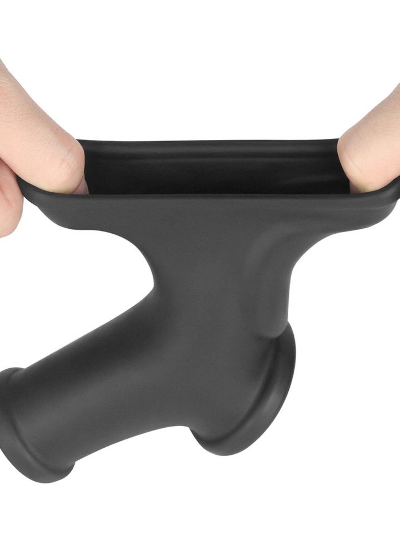 LoveToy Silk Knights Ring - Manchon vibrant pour pénis et scrotum (Ø 2,8 cm) - Noir