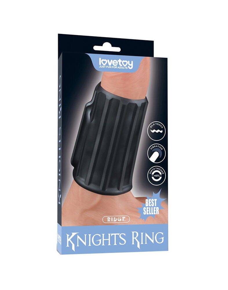 LoveToy Ridge Knights Ring - Manchon vibrant pour pénis (Ø 3,7 cm) - Noir