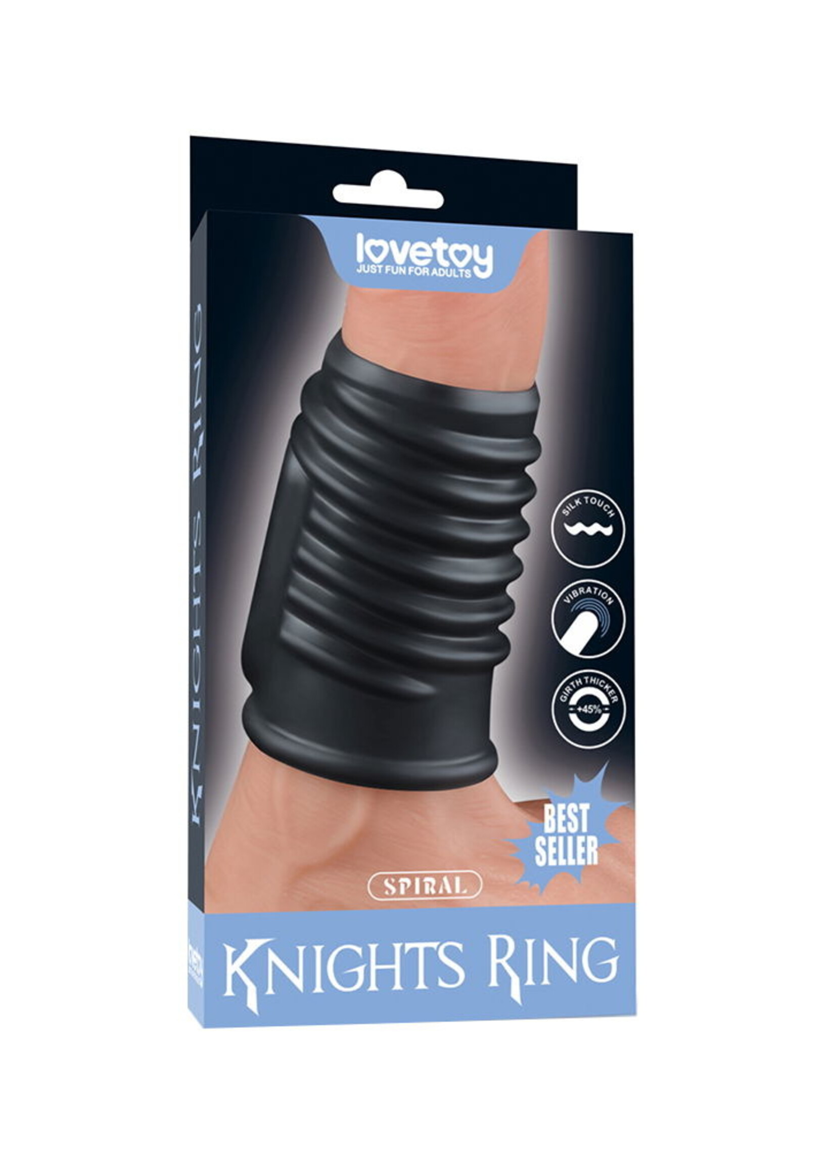 LoveToy Spiral Knight Ring - Penisring Ø3,6 cm met vibratie