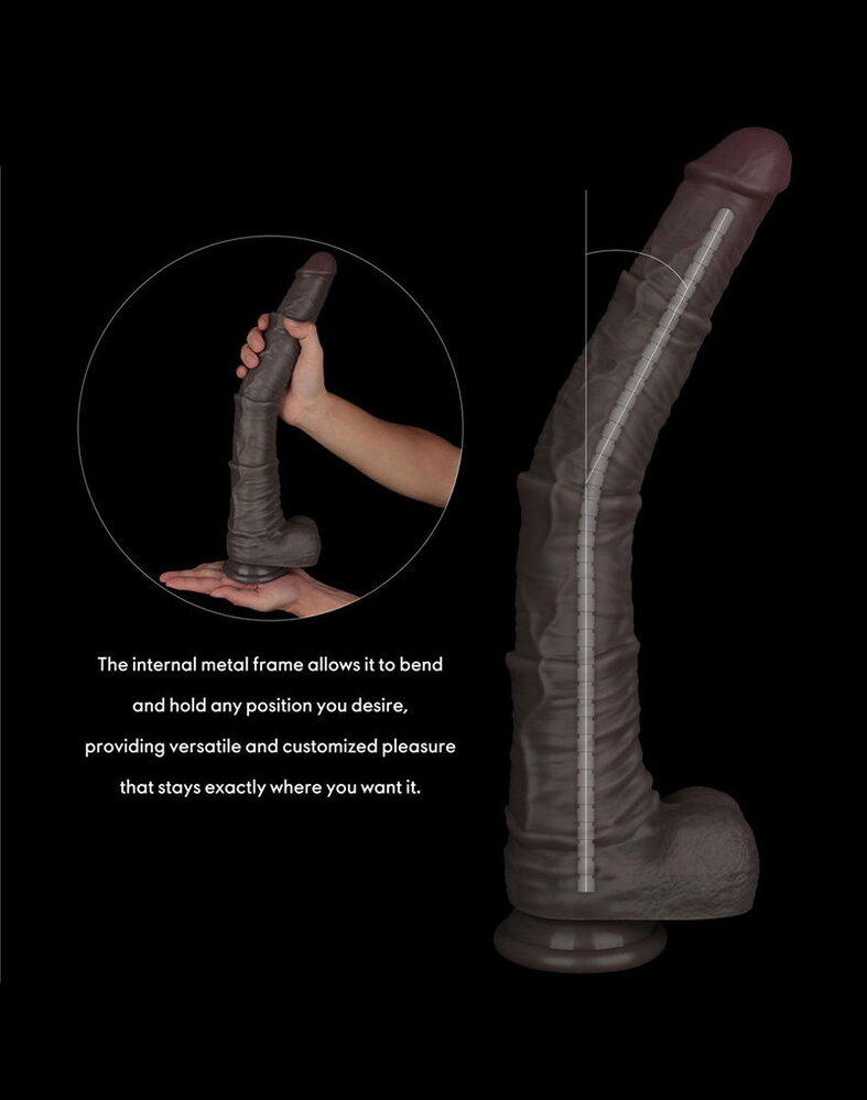 LoveToy LoveToy - Nature Cock - 16" Doppellagiger biegsamer Penis XXL - Schwarz