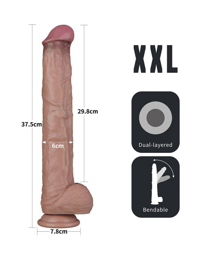 LoveToy LoveToy - Nature Cock - 14,5" Dual Layered Bendable Cock XXL - Nude LoveToy LoveToy - Nature Cock - 14,5" Dual Layered Bendable Cock XXL - Nude