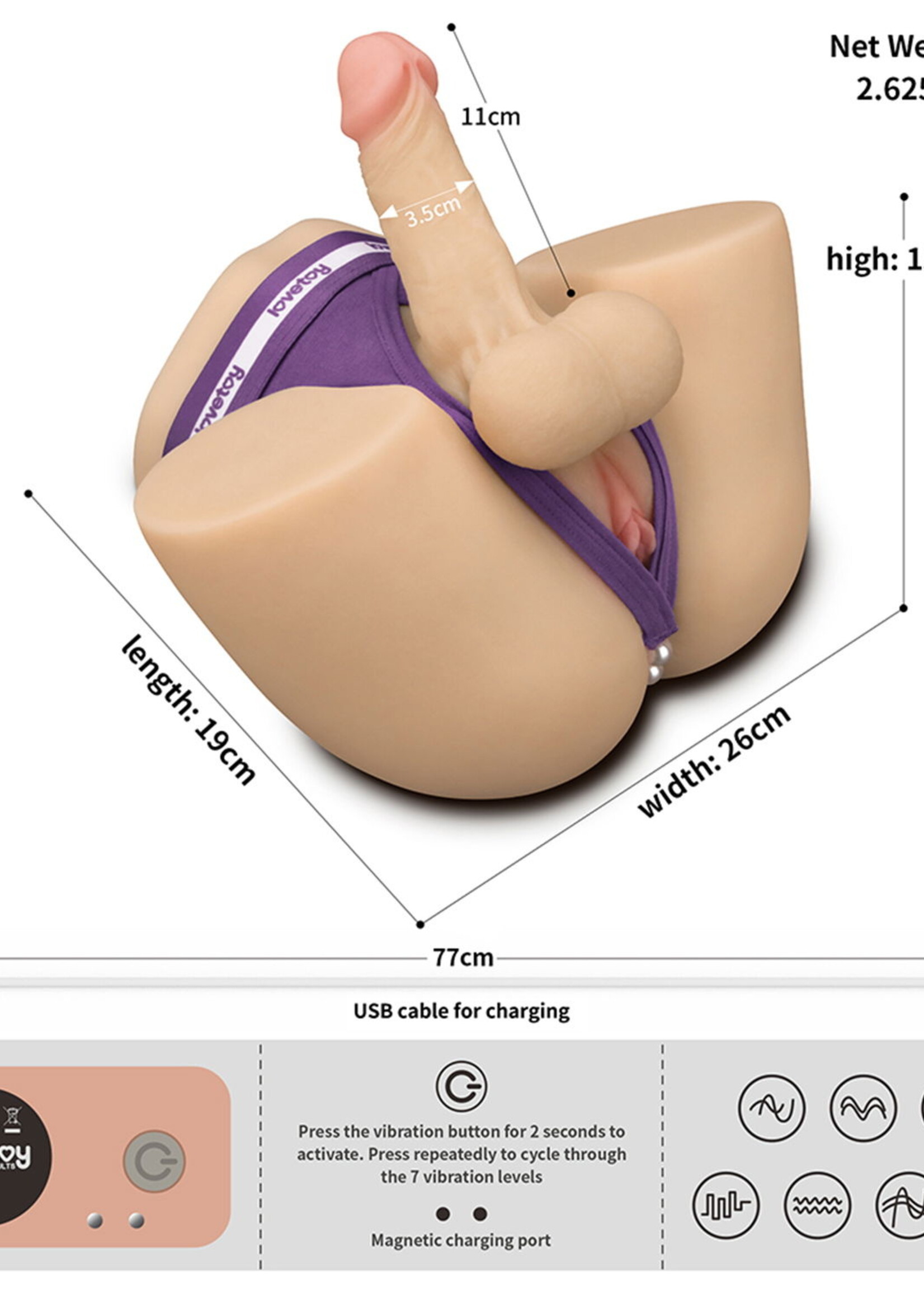 LoveToy Streetgirl’s Sensation Pulse - Anale masturbator met dildo 11 cm Ø3,2 cm