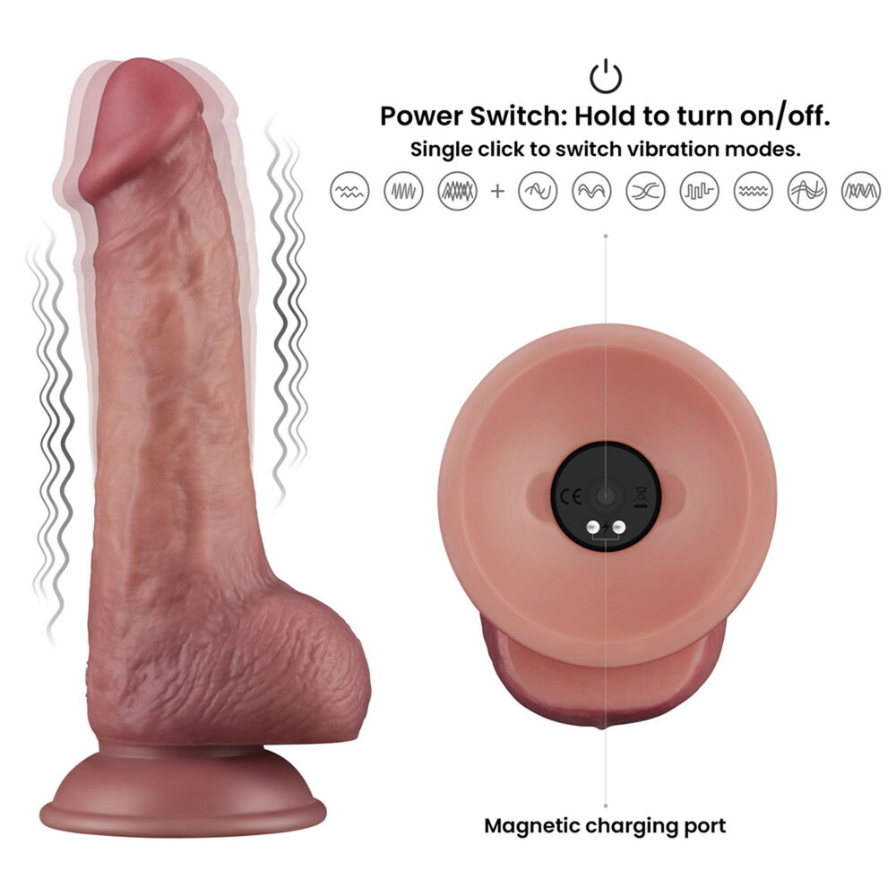LoveToy Power Cock 21,5 cm - strap-on vibrator 21,5 cm Ø4,5 cm