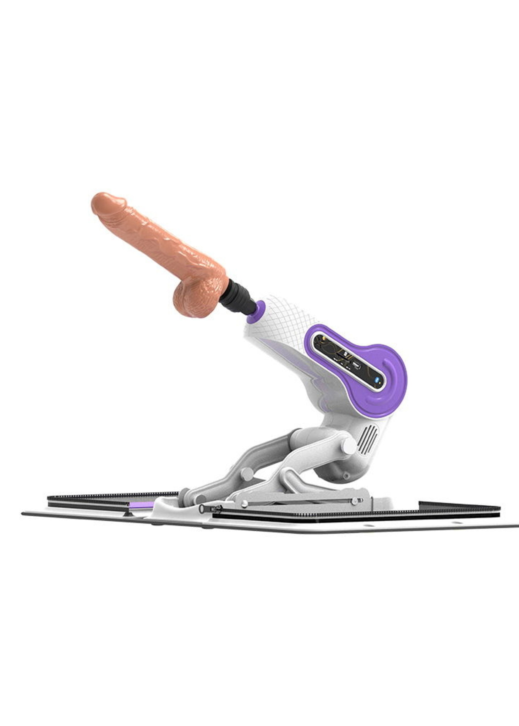 ZSex Neukmachine - Witte tas & paarse machine + dildo