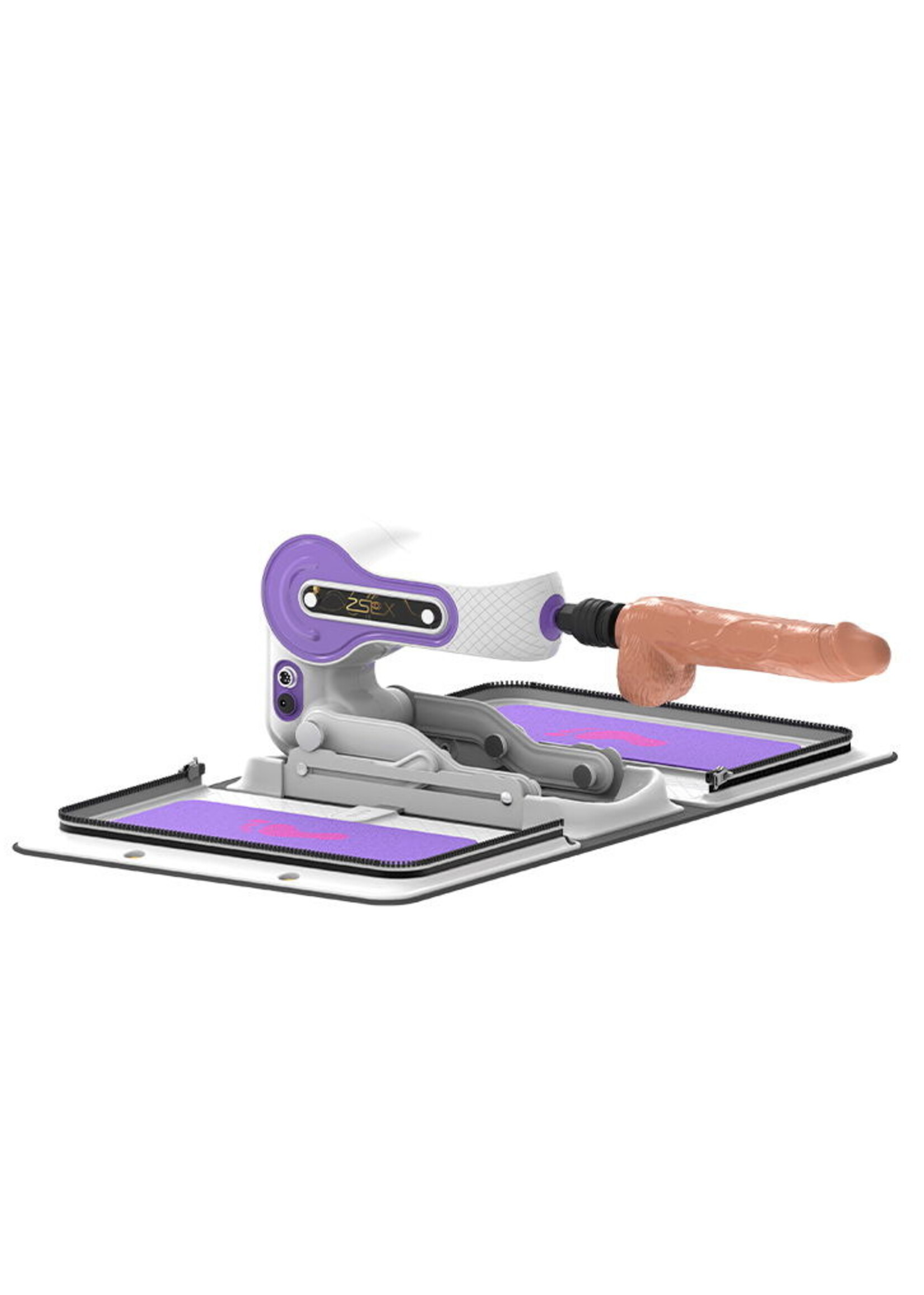 ZSex Neukmachine - Witte tas & paarse machine + dildo