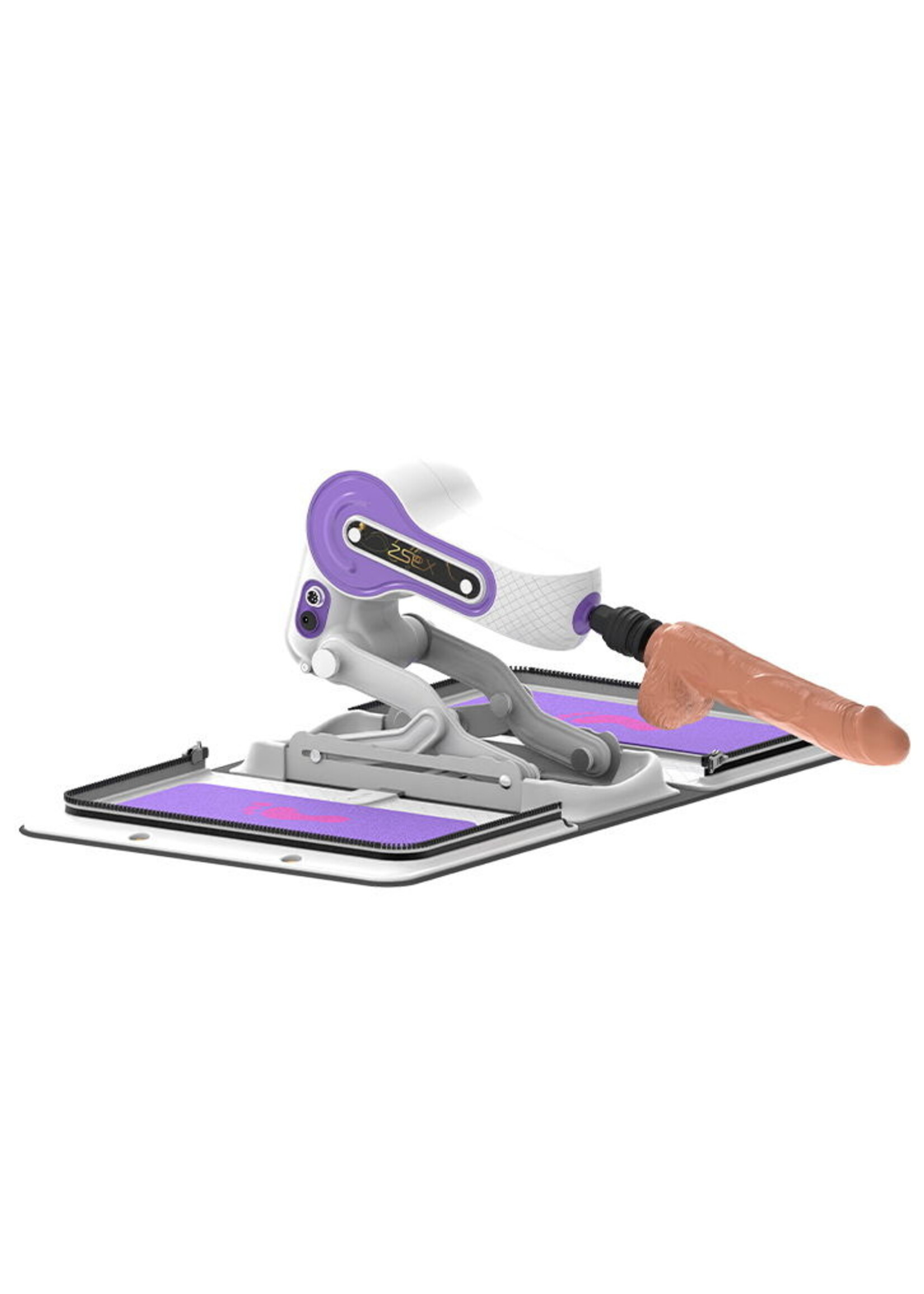 ZSex Neukmachine - Witte tas & paarse machine + dildo