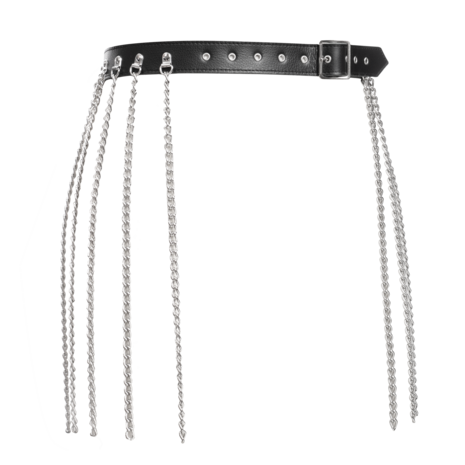 Rimba Bondage Play Bondage Play – Luxus-Leder-Kettenrock – Schwarz & Silber Rimba Bondage Play Bondage Play – Luxus-Leder-Kettenrock – Schwarz & Silber