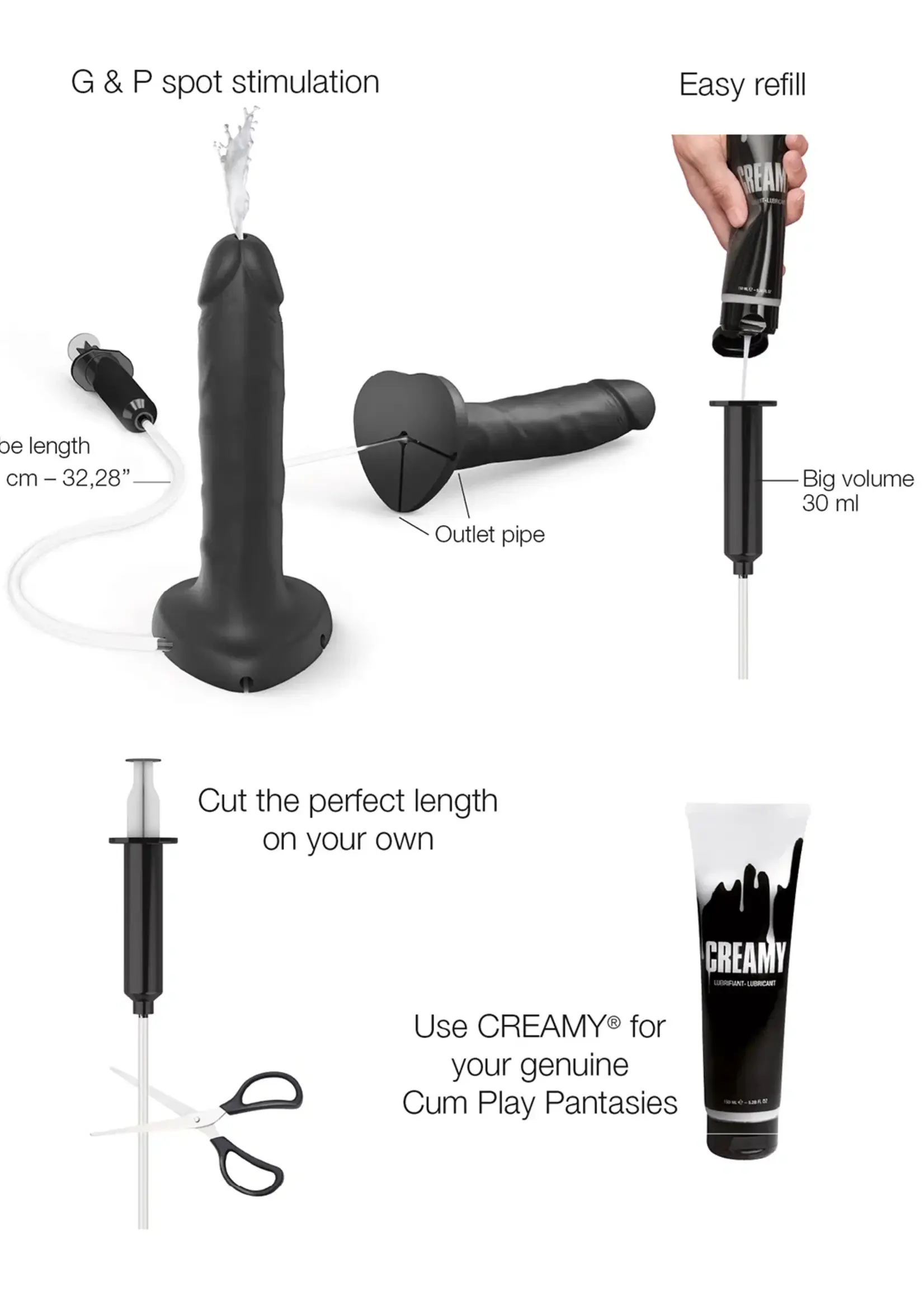 Strap-On-Me Strap on Me – Godemiché réaliste à éjaculation féminine – Taille XL – Noir