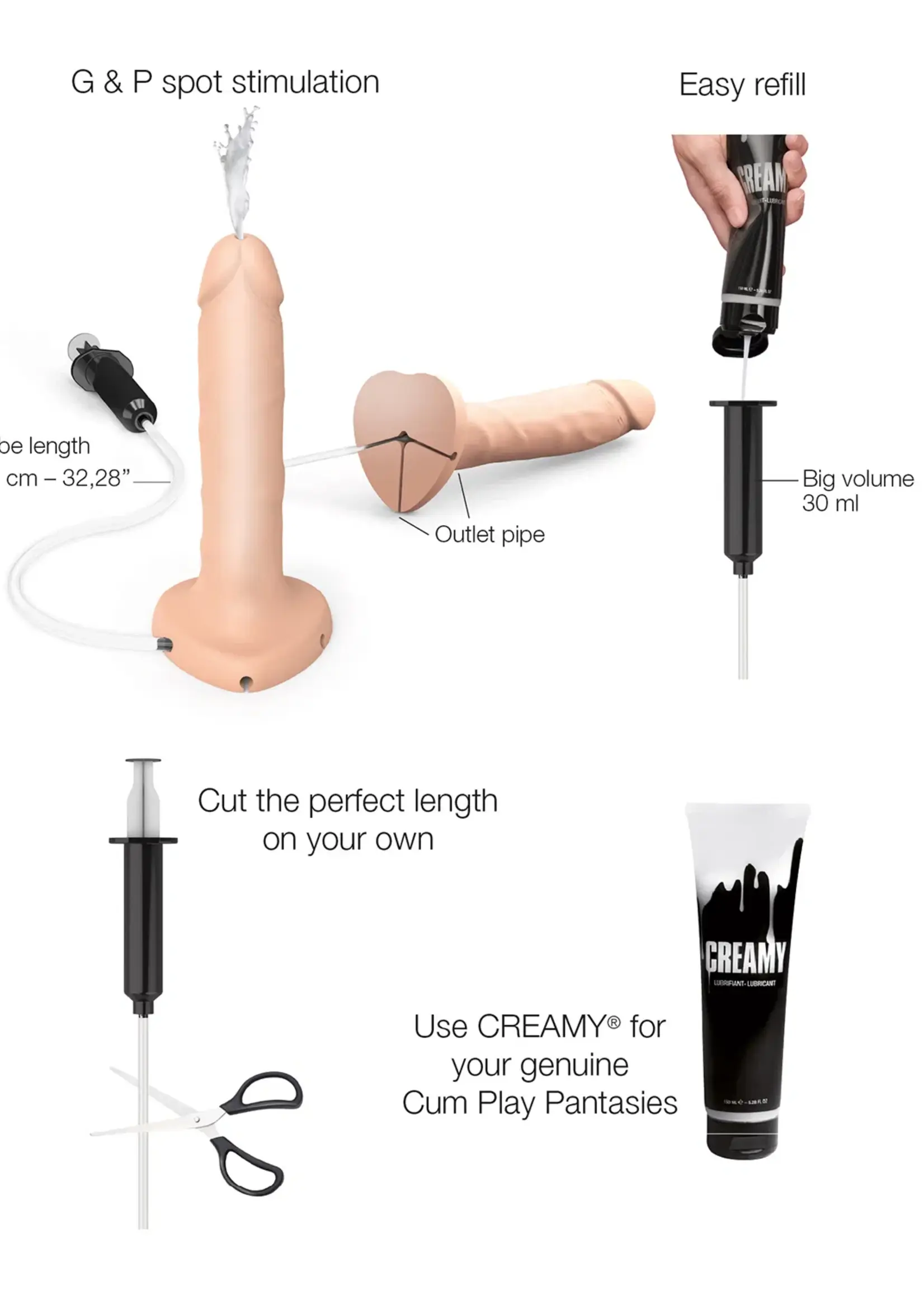 Strap-On-Me Godemiché réaliste à éjaculation féminine – Taille L – Nu