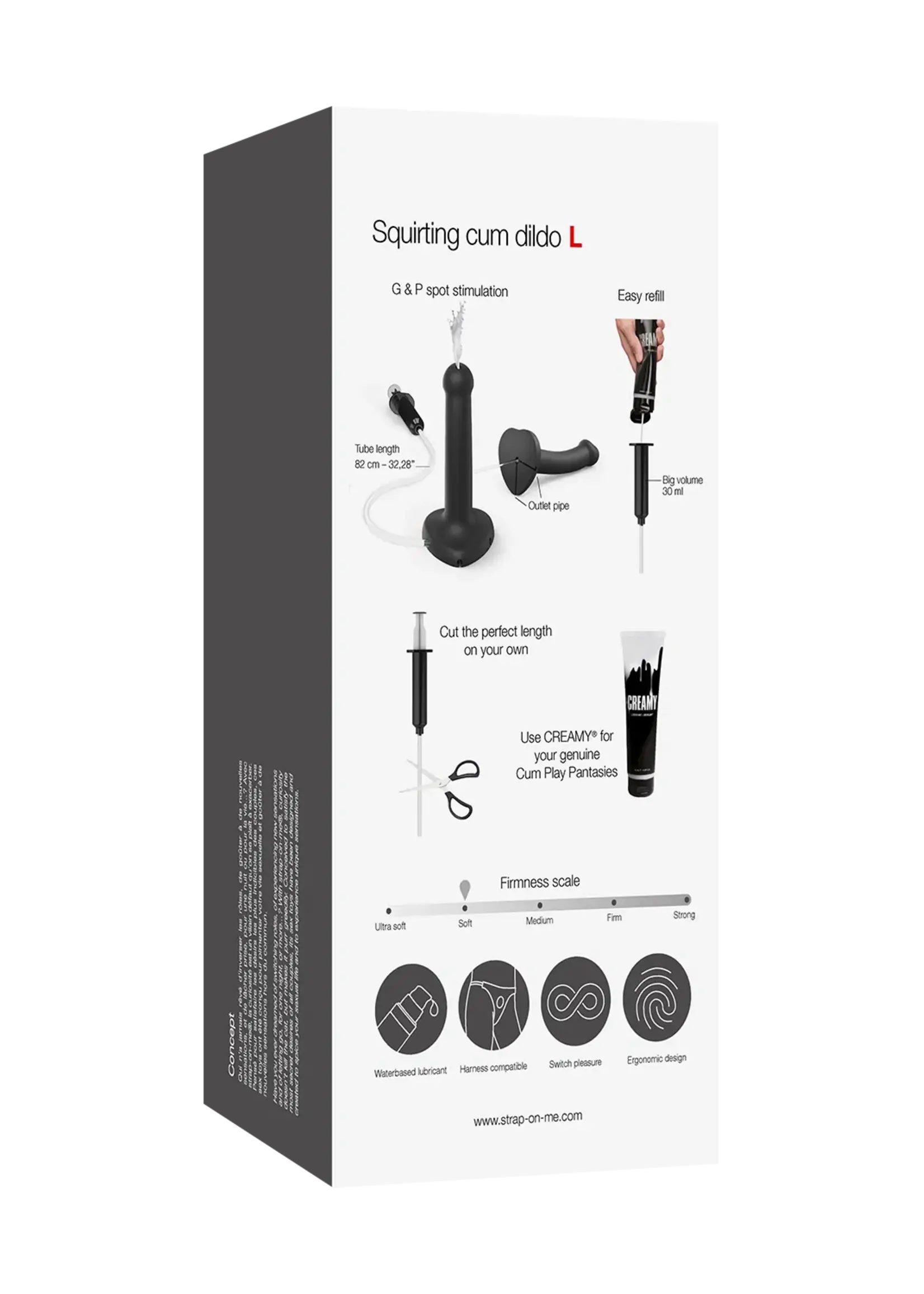 Strap-On-Me Godemiché réaliste à éjaculation féminine – Taille L – Noir