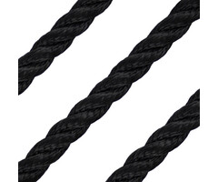 14mm Mooring & Anchor Rope 3-Strand Polyester Black