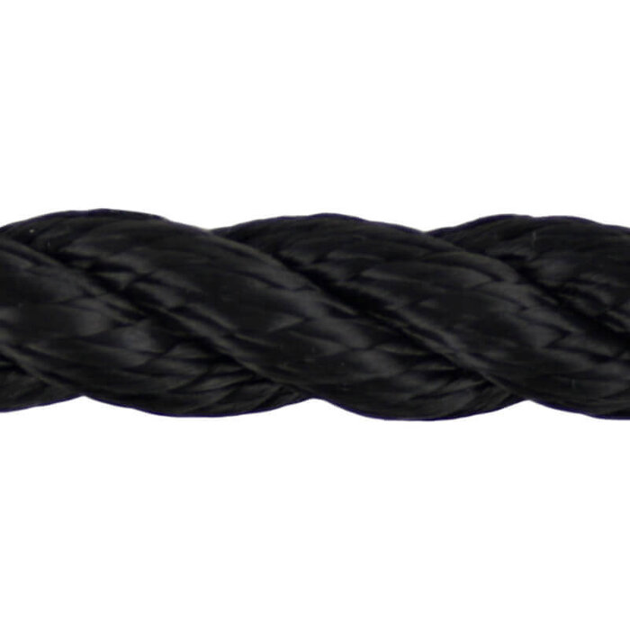 14mm Mooring & Anchor Rope 3-Strand Polyester Black