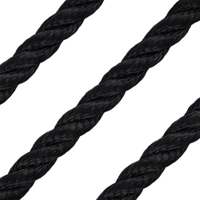 16mm Mooring & Anchor Rope 3-Strand Polyester Black
